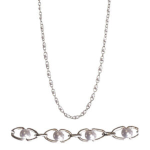 Spectacle chain: silver chain with white pearl